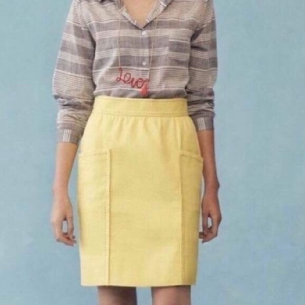 Cartonnier Anthropologie Yellow Pencil Skirt